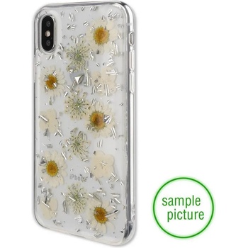 4smarts Силиконов Калъф с Цветя за iPhone XR, 4SMARTS Glamour Bouquet Case, Сребро/Бял (4S469977)