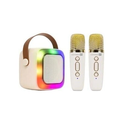 CONNECT IT 2Mic bezdrátový mini party karaoke reproduktor + 2 x mikrofon BÉŽOVÝ