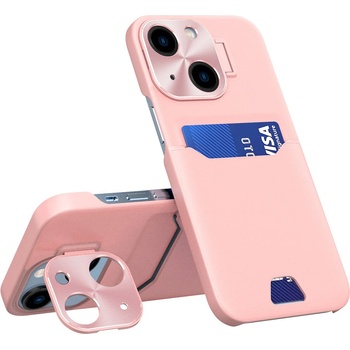 HQWear Кейс с отделение за карти HQWear Leather Stand Case за iPhone 14 Plus, със стойка, розов (KXG0055358)