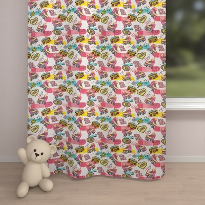 Biante Dětský bavlněný závěs Sandra SA-604 Růžový retro styl 150x180 cm