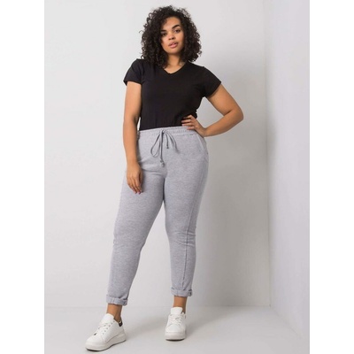 Bavlněné tepláky plus size šedé