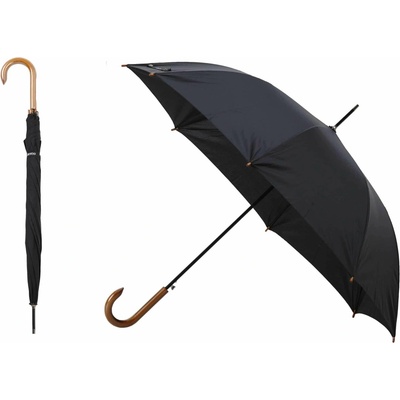 Hůlový deštník s dřevěnou rukojetí J Wooden Black