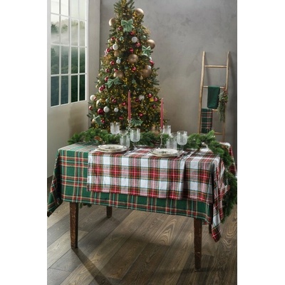 Amo la Casa Kostkovaný ubrus British gift tartan bílý 140x240cm