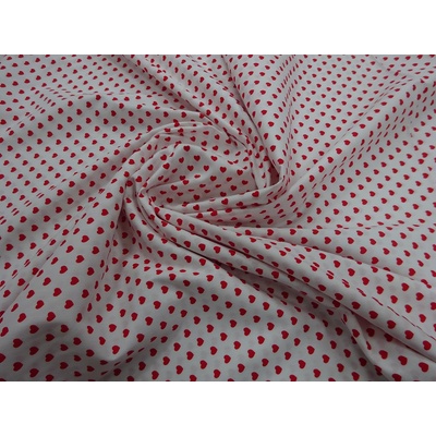 Bavlna srdce červené na bielom podklade š.140cm