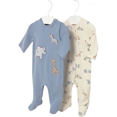 Mayoral Комплект гащеризони от интерлок Mayoral - Крем/син, 2 броя, 4-6 м (15-02714-040-4-6)