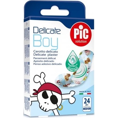 Pic Solution Антибактериални самозалепващи се пластири, PIC Solution Delicate Plaster Boy Medium 24pcs
