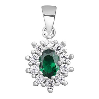 Olivie Strieborný smaragdový prívesok 4347