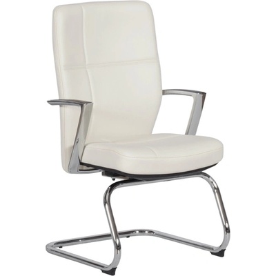 Carmen Посетителски стол Carmen Siena, до 130кг, естествена кожа, алуминиева база, лумбална опора, бял (3520798_2)