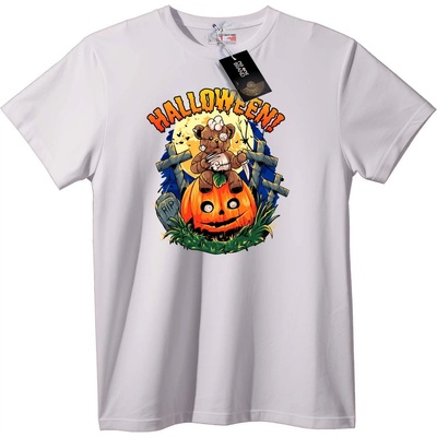 NOONEBRAND Тениска Плюшено Мече с Тикви за Хелоуин - 2XL, White