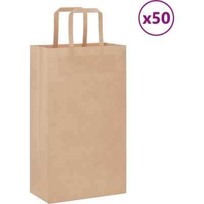 vidaXL Хартиени торбички 50 бр с дръжки кафяви 21x11x36 см (4101799)