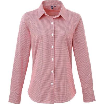 Premier Workwear Gingham PW320 s drobným kostkovaným vzorem bílá červená
