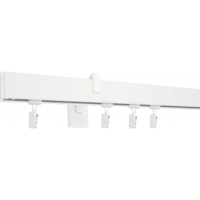 Kovovégarnýže Garnýže Square line modern plug bílá lesklá Jednořadá, 0-100cm, jezdec+šnekový háček