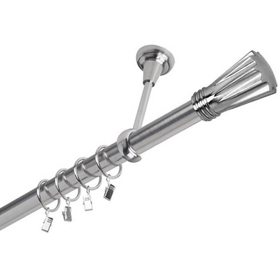 OK-GarnýžeCZ Garnýž kovová jednořadá 25mm Walchar nerez 210 cm do stropu / kroužky s žabkou