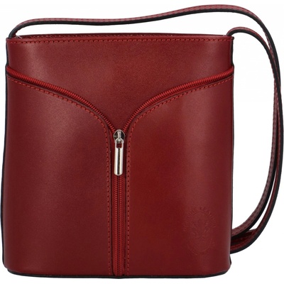 Dámská kožená crossbody kabelka tmavě ItalY Hallie červená
