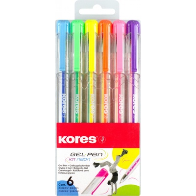 Kores K11 Pen Neon sada 6 neonových barev modrá zelená oranžová žlutá růžová fialová)