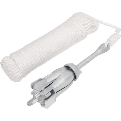 vidaXL Сгъваема котва с въже, сребриста, 3, 2 кг, ковък чугун (94286)