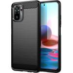 Forcell Противоударен Силиконов Калъф за Xiaomi Redmi Note 10/10S, Forcell Carbon Case, Черен (5903396107368)