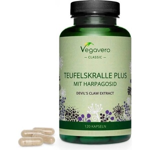 Vegavero Teufelskralle Plus Mit Harpagosid/ Билкова формула с дяволски нокът, бяла върба и джинджифил, 120 капсули, 100% Vegan Vegavero (VV-VITA-204)