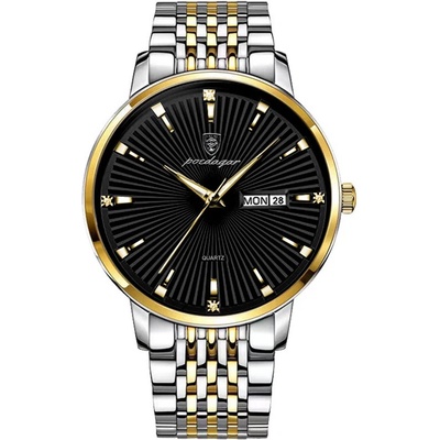 Poedagar Мъжки часовник Poedagar CS1410, неръждаема стомана, сребристо-златист, черен циферблат (CS1410)