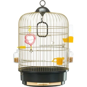 Ferplast - Cage Regina Brass - Оборудвана клетка за канарчета, екзотични и други малки птици - размер Ø 32, 5 x H 48, 5 см