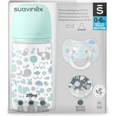 Suavinex sada + dudlík fyziologický klip memories modrá sada +dudlík fyziologický memories modrá 270ml