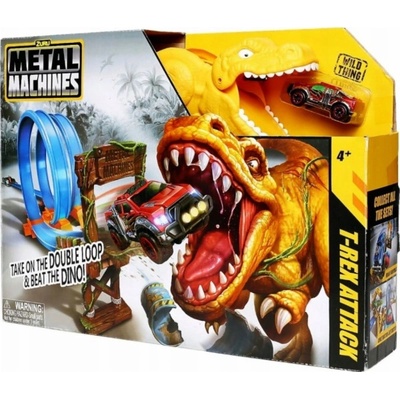 ZURU Metal Machines Herní sada T-Rex Attack Race Track se smyčkou + auto