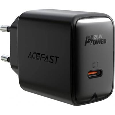 ACEFAST - Зарядно за стена (A1) - Бързо зареждане, Type-C, PD20W, QC 3.0, 5V/2.4A, Smart Chip, V0 противопожарна защита - Черно