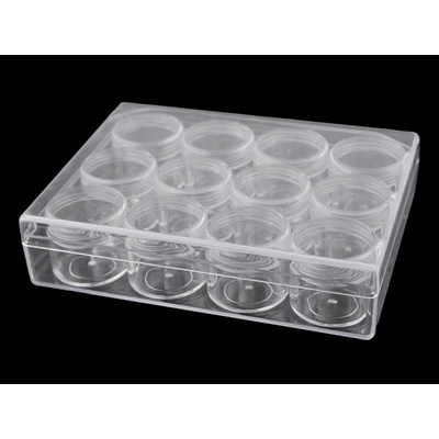 Plastový box / zásobník 12 šroubovacích dóziček transparent 1 ks