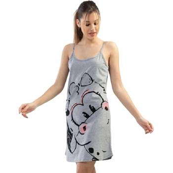 Нощница с тънка презрамка в сиво с кравичка