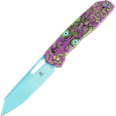 TENABLE KNIVES Shard Blue Coated 14C28N 0.14 / 3.5mm Jade G10 with Purple Undead T1006V9