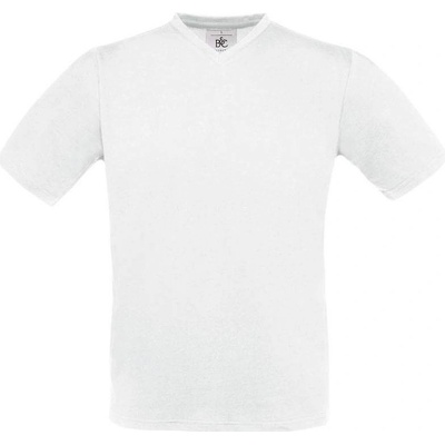 B&C Exact V-Neck tričko s výstrihom do V biele