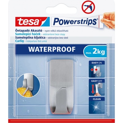 tesa Samolepicí háček Powerstrips Waterproof, nerezová ocel, 2 kg