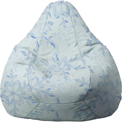 PUFRELAX Пуф, круша, 220л. , Nirvana Hobbit, Snowflake, Водоустойчив, Перящ се калъф, Пълнеж от Полистиролни перли, принт (PUF-G-NH-TEXP-SNF)