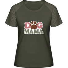 MyMate Predĺžené Tričko MY120 Nápis Dog Mama Olive / Heather Olive