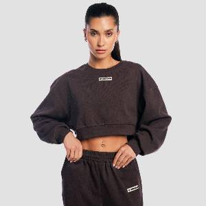 GymBeam Дамски къс суичър Aura Tee Brown XL