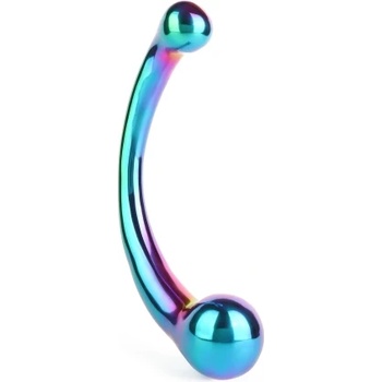 Mr. Steel Цветно стоманено дилдо The Curvy G-Spot Rainbow