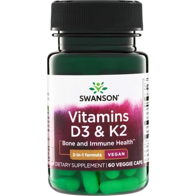 Swanson Vitamín D3 2000 iu + K2 MK7 75 mcg 60 veg kapsúl