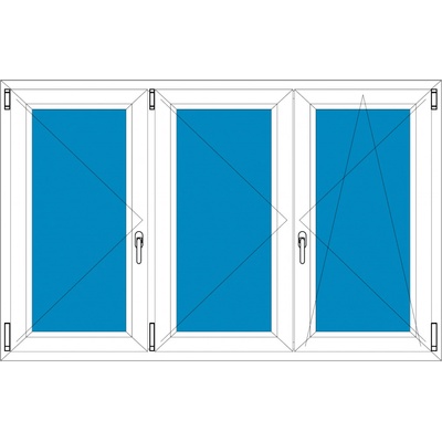 Ekosun Plastové okno Ekosun 7 Swisspacer Ultimate Trojkřídlé bez středového sloupku 140x90 Dekor - Dekor