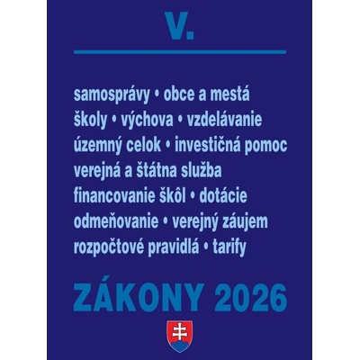 Zákony V/2026 – Štátna a verejná správa, školy a obce