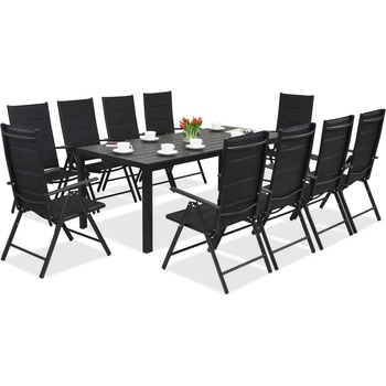 Garden Point Алуминиева градинска мебел Polywood с голяма маса Verona за 10 човека Garden Point черна (GAP321SD-10)