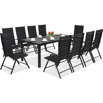 Garden Point Алуминиева градинска мебел Polywood с голяма маса Verona за 10 човека Garden Point черна (GAP321SD-10)