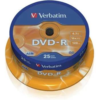 Verbatim DVD-R диск, AZO, 4, 7GB, 16x, 25 диска, на ролка, VERBATIM 43522 (43522)