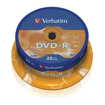 Verbatim DVD-R диск, AZO, 4, 7GB, 16x, 25 диска, на ролка, VERBATIM 43522 (43522)