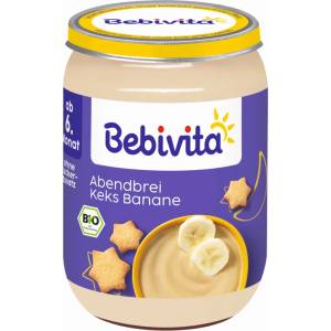 Bebevita Био млечна каша Bebivita - Лека нощ, Бисквити с банан, 190 g (14600)