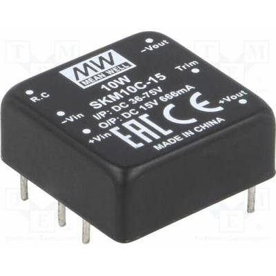 MEAN WELL SKM10C-15 Měnič: DC/DC; 10W; Uvst: 36÷75VDC; Uvýst: 15VDC; Ivýst: 666mA; DIP