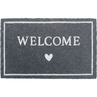 Clayre & Eef se srdíčkem Welcome Šedá 75 x 45 cm
