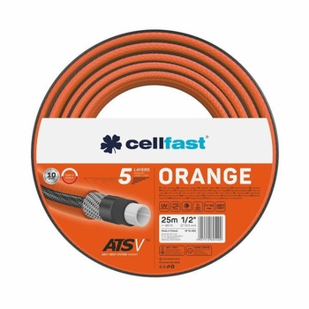 Cellfast Градински маркуч с 5 слоя Cellfast ORANGE, 3/4", Армиран, 25 м дължина, UV защита, Против усукване (15-021) (15-021)