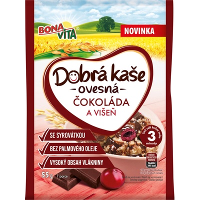 BonaVita Dobrá kaša ovsená so srvátkou čokoláda a višňa 55 g
