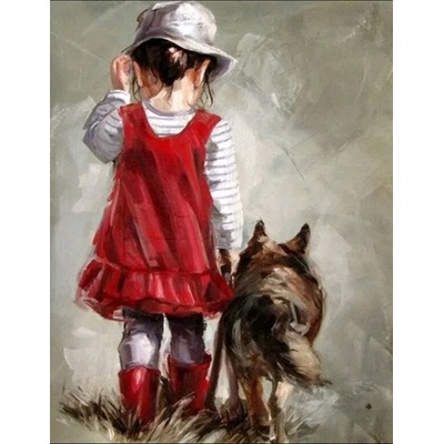 Момиченце и куче 24/34 см