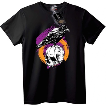 NOONEBRAND Тениска с Гарван и Череп - 2XL, Black
